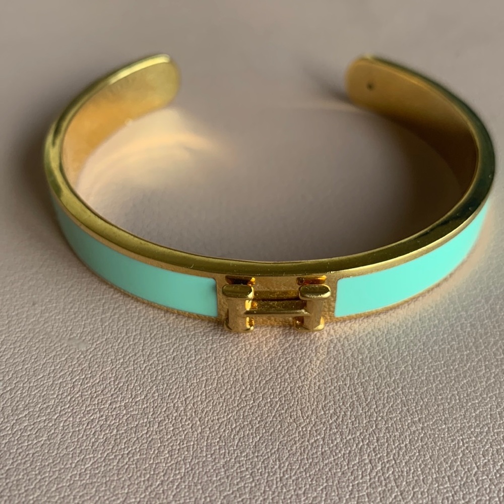 C. Wonder Teal “H” Initial Enamel Cuff
